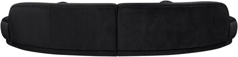 Juniper 146" Black Velvet Performance Fabric Upholstered Sectional