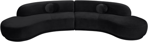 Juniper 146" Black Velvet Performance Fabric Upholstered Sectional