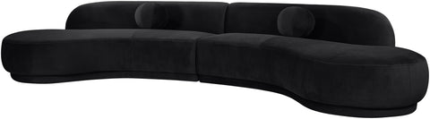 Juniper 146" Black Velvet Performance Fabric Upholstered Sectional