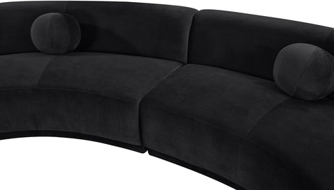 Juniper 146" Black Velvet Performance Fabric Upholstered Sectional