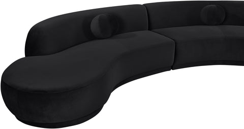 Juniper 146" Black Velvet Performance Fabric Upholstered Sectional