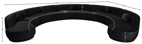 Juniper 192" Black Velvet Performance Fabric Upholstered Sectional