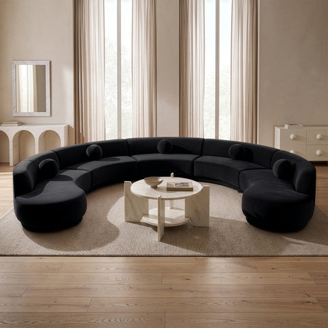 Juniper 192" Black Velvet Performance Fabric Upholstered Sectional