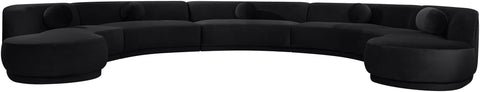 Juniper 192" Black Velvet Performance Fabric Upholstered Sectional