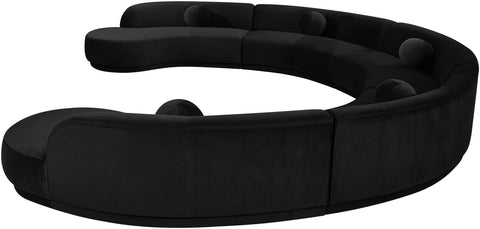 Juniper 192" Black Velvet Performance Fabric Upholstered Sectional