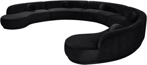 Juniper 192" Black Velvet Performance Fabric Upholstered Sectional