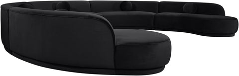Juniper 192" Black Velvet Performance Fabric Upholstered Sectional