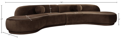 Juniper 146" Brown Velvet Performance Fabric Upholstered Sectional
