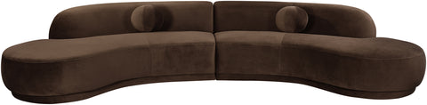 Juniper 146" Brown Velvet Performance Fabric Upholstered Sectional