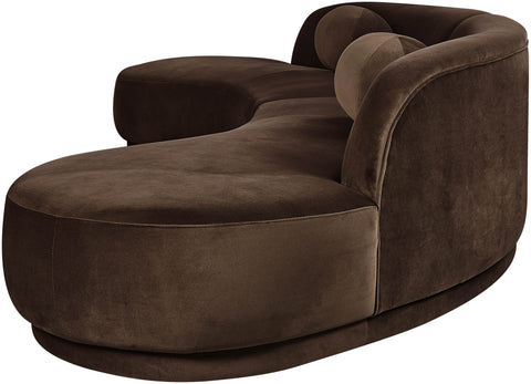 Juniper 146" Brown Velvet Performance Fabric Upholstered Sectional