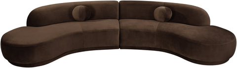 Juniper 146" Brown Velvet Performance Fabric Upholstered Sectional