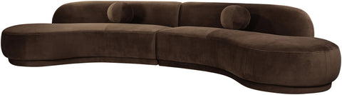 Juniper 146" Brown Velvet Performance Fabric Upholstered Sectional