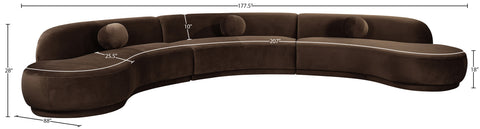 Juniper 177.5" Brown Velvet Performance Fabric Upholstered Sectional