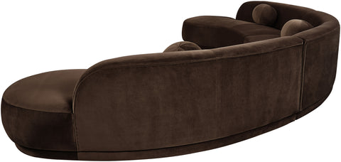 Juniper 177.5" Brown Velvet Performance Fabric Upholstered Sectional