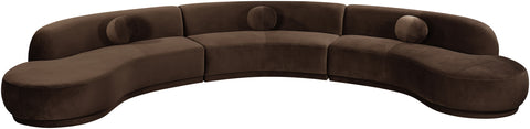 Juniper 177.5" Brown Velvet Performance Fabric Upholstered Sectional