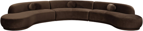 Juniper 177.5" Brown Velvet Performance Fabric Upholstered Sectional