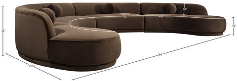 Juniper 189" Brown Velvet Performance Fabric Upholstered Sectional