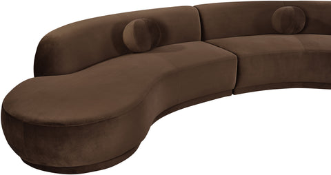 Juniper 189" Brown Velvet Performance Fabric Upholstered Sectional
