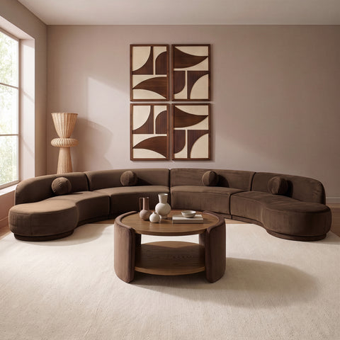 Juniper 189" Brown Velvet Performance Fabric Upholstered Sectional