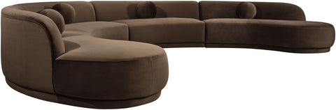 Juniper 189" Brown Velvet Performance Fabric Upholstered Sectional
