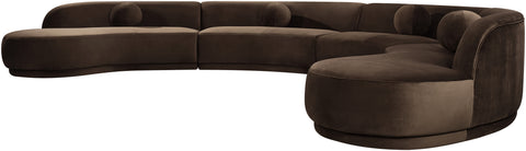 Juniper 189" Brown Velvet Performance Fabric Upholstered Sectional