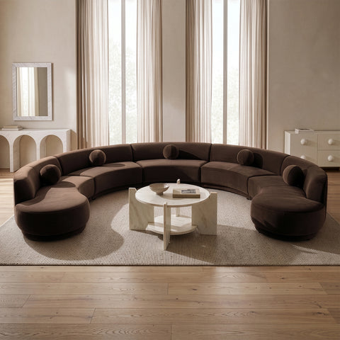 Juniper 192" Brown Velvet Performance Fabric Upholstered Sectional
