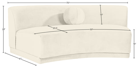 Juniper Cream Velvet Performance Fabric Upholstered Armless Sofa, 1 Piece