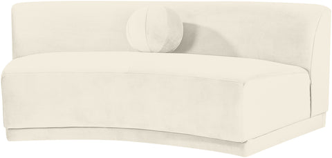 Juniper Cream Velvet Performance Fabric Upholstered Armless Sofa, 1 Piece