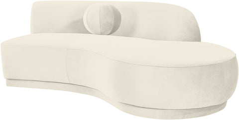 Juniper 86" Cream Velvet Performance Fabric Upholstered Right Sofa, 1 Piece