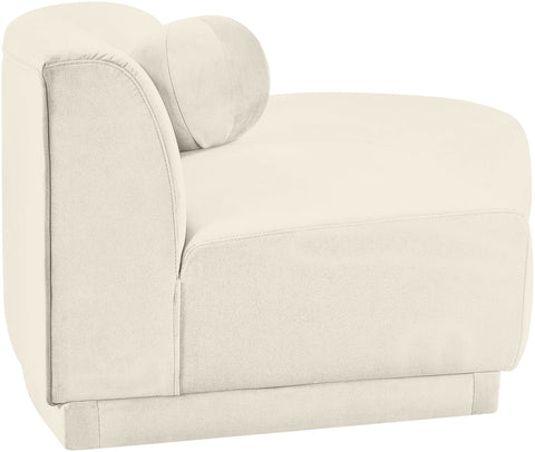 Juniper 86" Cream Velvet Performance Fabric Upholstered Right Sofa, 1 Piece