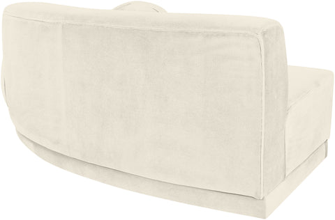 Juniper 86" Cream Velvet Performance Fabric Upholstered Right Sofa, 1 Piece