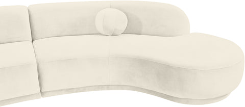 Juniper 146" Cream Velvet Performance Fabric Upholstered Sectional