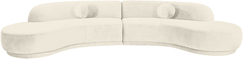 Juniper 146" Cream Velvet Performance Fabric Upholstered Sectional
