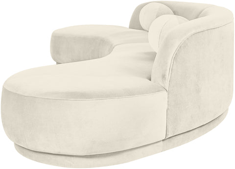 Juniper 146" Cream Velvet Performance Fabric Upholstered Sectional