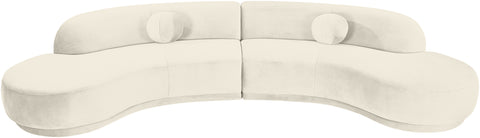 Juniper 146" Cream Velvet Performance Fabric Upholstered Sectional