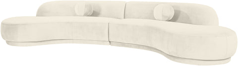 Juniper 146" Cream Velvet Performance Fabric Upholstered Sectional
