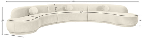 Juniper 177.5" Cream Velvet Performance Fabric Upholstered Sectional
