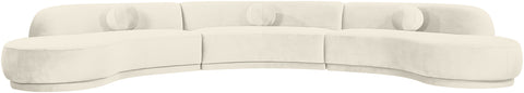 Juniper 177.5" Cream Velvet Performance Fabric Upholstered Sectional