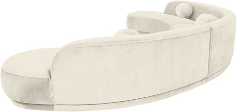 Juniper 177.5" Cream Velvet Performance Fabric Upholstered Sectional