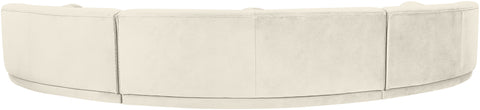 Juniper 177.5" Cream Velvet Performance Fabric Upholstered Sectional