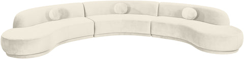 Juniper 177.5" Cream Velvet Performance Fabric Upholstered Sectional