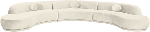 Juniper 177.5" Cream Velvet Performance Fabric Upholstered Sectional