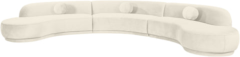 Juniper 177.5" Cream Velvet Performance Fabric Upholstered Sectional