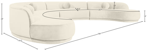 Juniper 189" Cream Velvet Performance Fabric Upholstered Sectional