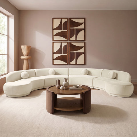 Juniper 189" Cream Velvet Performance Fabric Upholstered Sectional