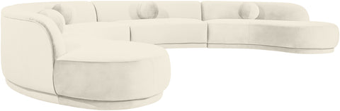 Juniper 189" Cream Velvet Performance Fabric Upholstered Sectional