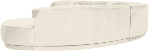 Juniper 189" Cream Velvet Performance Fabric Upholstered Sectional