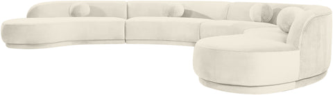 Juniper 189" Cream Velvet Performance Fabric Upholstered Sectional