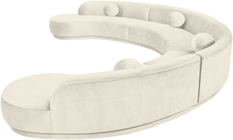 Juniper 189" Cream Velvet Performance Fabric Upholstered Sectional