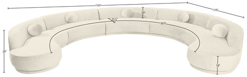 Juniper 192" Cream Velvet Performance Fabric Upholstered Sectional